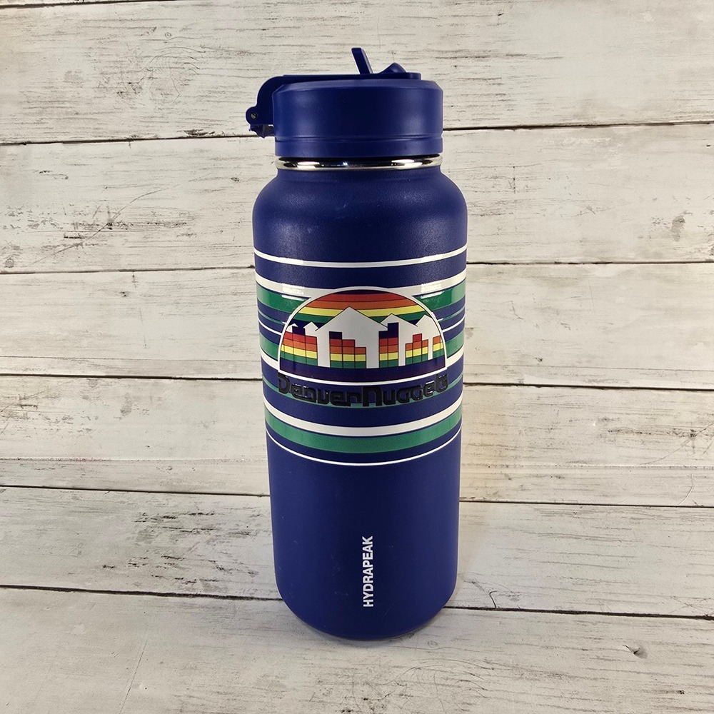 Hydrapeak Denver Nuggets NBA Hardwood Classics Water Bottle Blue Rainbow Skyline